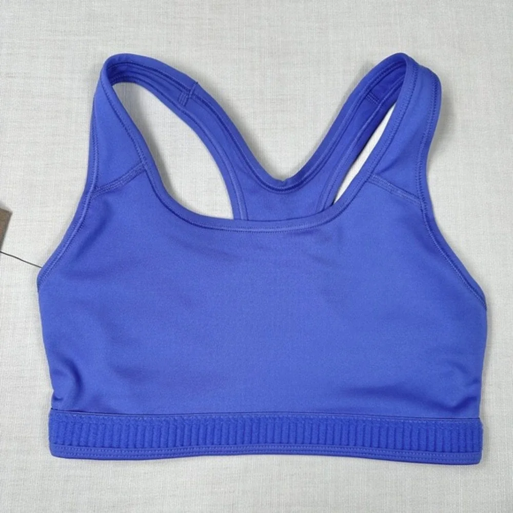 Nike Swoosh Futura Sports Bra XS Blue Joy Dry Fit Racerback Non-Padded 899370413
